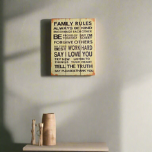 Load image into Gallery viewer, Family Rules Large Hanging Wall Art Decoration Wooden Sign Home Decor 45x30cm