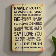Load image into Gallery viewer, Family Rules Large Hanging Wall Art Decoration Wooden Sign Home Decor 45x30cm