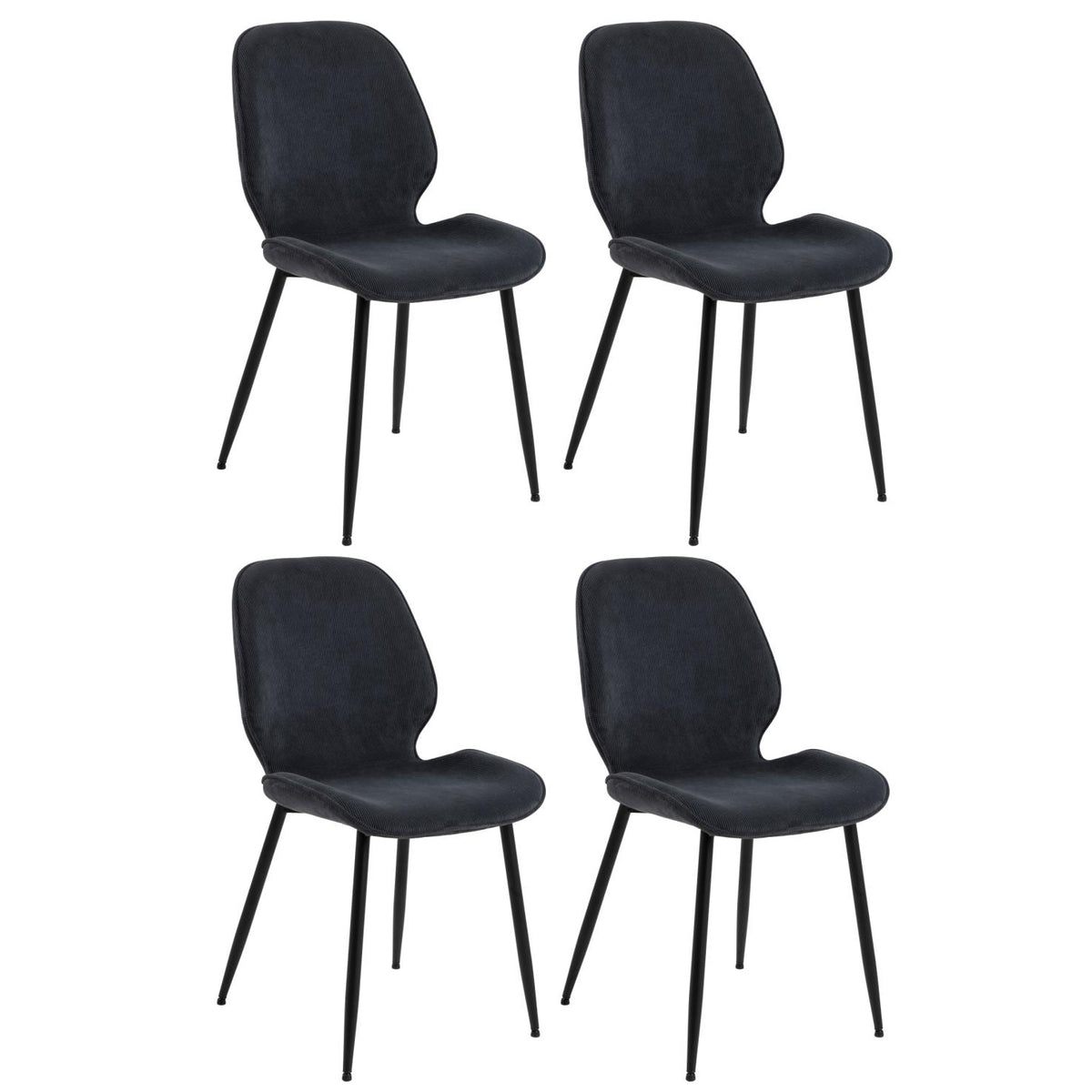 Femke Grey Elegant Anthracite Fabric Designer Dining Chair, Set Of 4 Chairs