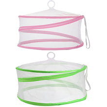 Load image into Gallery viewer, Set Of 2 Food Cover Outdoor BBQ Picnic Cake Mesh Mosquito Fly Net Protector Pink 30cm / 12Inch Kitchen Lightweight