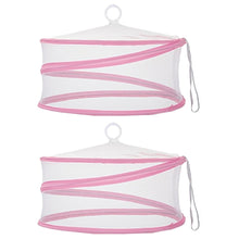 Load image into Gallery viewer, Set Of 2 Food Cover Outdoor BBQ Picnic Cake Mesh Mosquito Fly Net Protector Pink 30cm / 12Inch Kitchen Lightweight