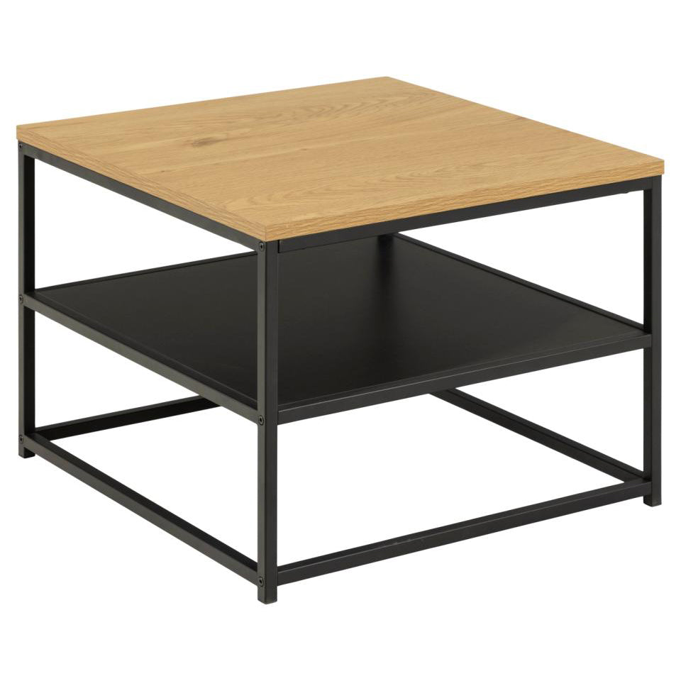 Gila Square Coffee Table With Black Shelf 55x55x42cm