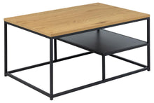 Load image into Gallery viewer, Gila Rectangle Coffee Table With Black Shelf And Metal Base 90 x 60cm