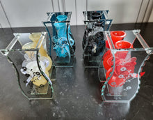 Load image into Gallery viewer, Glass Bud Vase With Striking Fancy Glam Detail In A Choice Of Cream, Black, Red Or Blue