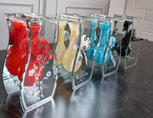 Load image into Gallery viewer, Glass Bud Vase With Striking Fancy Glam Detail In A Choice Of Cream, Black, Red Or Blue