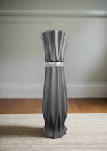 Load image into Gallery viewer, Large Grey Ceramic Floor Standing Vase With Stripe 60cm Home Decor
