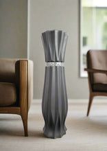 Load image into Gallery viewer, Large Grey Ceramic Floor Standing Vase With Stripe 60cm Home Decor