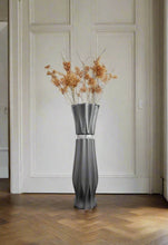 Load image into Gallery viewer, Large Grey Ceramic Floor Standing Vase With Stripe 60cm Home Decor