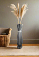 Load image into Gallery viewer, Large Grey Ceramic Floor Standing Vase With Stripe 60cm Home Decor