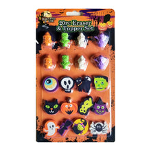 Load image into Gallery viewer, Halloween Erasers and Pencil Top Erasers Pack of 20 Party Bag Favours or Prizes and more