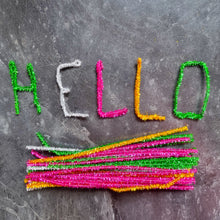 Load image into Gallery viewer, Glitter Pipe Cleaners 50 Twisted Tinsel Sticks in Assorted Colours