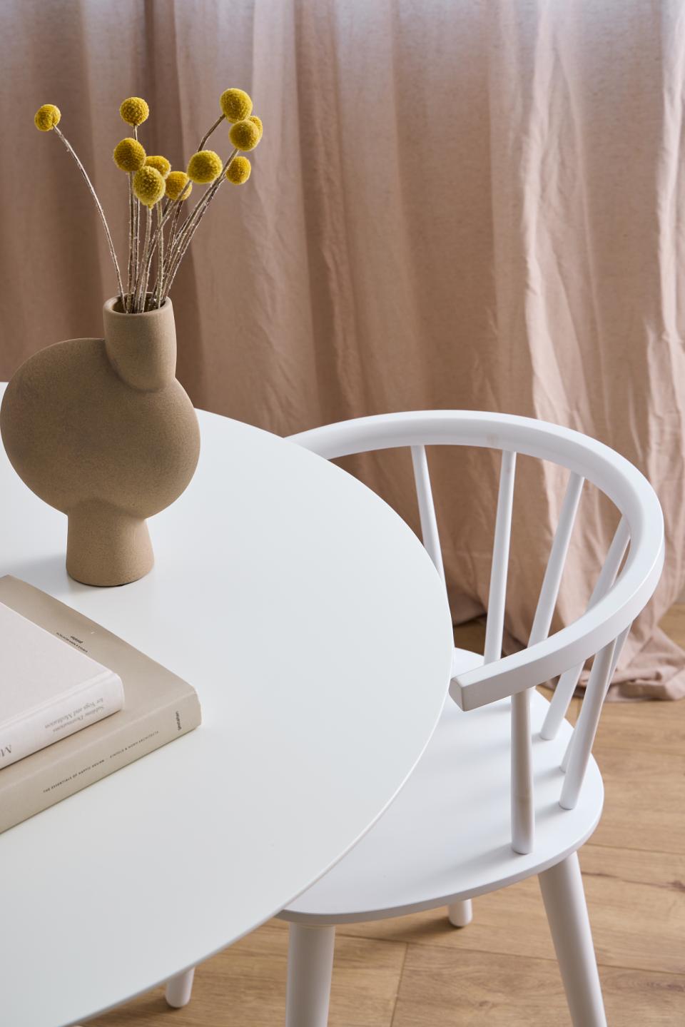 Ibiza Round White Dining Table Large Spacious 110cm Top And Solid Metal Base