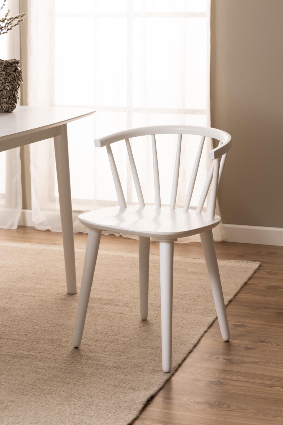 Ida Stylish White Dining Chair, Set Of 2 Curved Spoked Designer Chairs