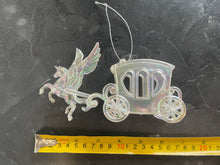 Load image into Gallery viewer, Iridescent Shimmer Pegasus and Carriage Hanging Christmas Decoration Magical Fairy Tale Themed Xmas Tree Pendant