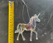 Load image into Gallery viewer, Iridescent Shimmer Unicorn Hanging Christmas Decoration Magical Fairy Tale Themed Xmas Tree Pendant Holographic Lightweight