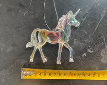 Load image into Gallery viewer, Iridescent Shimmer Unicorn Hanging Christmas Decoration Magical Fairy Tale Themed Xmas Tree Pendant Holographic Lightweight