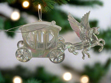 Load image into Gallery viewer, Iridescent Shimmer Pegasus and Carriage Hanging Christmas Decoration Magical Fairy Tale Themed Xmas Tree Pendant