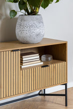 Load image into Gallery viewer, Jaipur Lamella Buffet Sideboard In Oak With 2 Doors And Shelves 180x40x70 cm