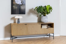 Load image into Gallery viewer, Jaipur Lamella Buffet Sideboard In Oak With 2 Doors And Shelves 180x40x70 cm