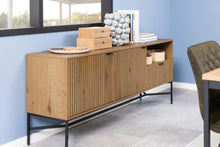 Load image into Gallery viewer, Jaipur Lamella Buffet Sideboard In Oak With 2 Doors And Shelves 180x40x70 cm