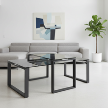 Load image into Gallery viewer, Katrine Coffee Table Superior Smoked Glass Furniture Set 115x55cm 69x40cm