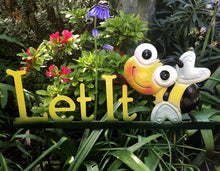 Load image into Gallery viewer, Let it Bee Garden Sign - Very Cute Yellow and Black Metal Sign with Message and Sweet Smiling Bee