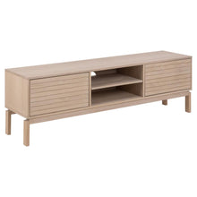 Load image into Gallery viewer, Linley TV Media Unit In White Oak With Lamella Front 140x40x50cm
