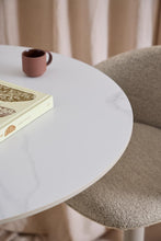 Load image into Gallery viewer, Malta Large Round Bar Table In White Ceramic With Steel Base 80cm Diameter