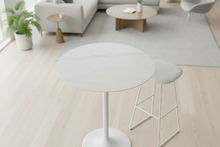 Load image into Gallery viewer, Malta Large Round Bar Table In White Ceramic With Steel Base 80cm Diameter