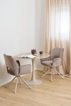 Load image into Gallery viewer, Malta Round Brown Ceramic Designer Dining Table Grey Metal Base