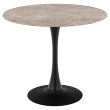 Load image into Gallery viewer, Malta Round Brown Ceramic Designer Dining Table Black Metal Base Marble Look 90x75cm
