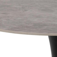Load image into Gallery viewer, Malta Round Grey Ceramic Designer Dining Table Black Metal Base Marble Look 90x75cm