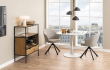 Load image into Gallery viewer, Malta Square White Ceramic Designer Dining Table Curve Metal Base 90x90cm