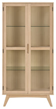 Load image into Gallery viewer, Marte Tall Glass Display Storage Cabinet In White Oak, 2 Glass Doors 3 Shelves 192x40x94cm