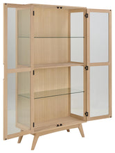 Load image into Gallery viewer, Marte Tall Glass Display Storage Cabinet In White Oak, 2 Glass Doors 3 Shelves 192x40x94cm