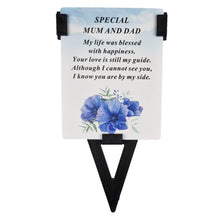 Load image into Gallery viewer, Mum And Dad Laminated Memorial Funeral Grave Card With Special Message