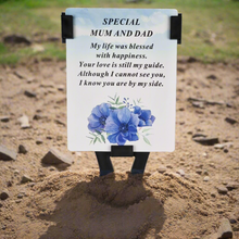 Load image into Gallery viewer, Mum And Dad Laminated Memorial Funeral Grave Card With Special Message