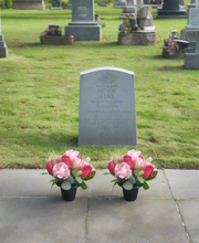 Load image into Gallery viewer, Memorial Grave Cemetery Pots With 12 Artificial Roses Eucalyptus Flower Heads Gift