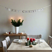 Load image into Gallery viewer, Merry Christmas Glitter Card Banner Xmas Decoration Silver Red Or Gold
