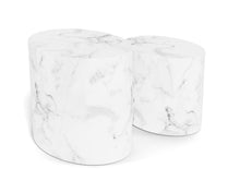 Load image into Gallery viewer, Mice Coffee Side Table Set In White Marble Versatile Space Saving 2pcs 33x48x40