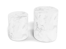 Load image into Gallery viewer, Mice Coffee Side Table Set In White Marble Versatile Space Saving 2pcs 33x48x40