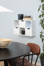 Load image into Gallery viewer, Mitra White Shelving Unit With 3 Shelves And Drawers 58x18x39 cm