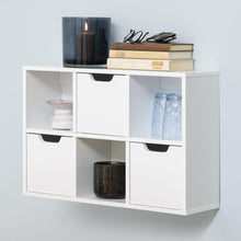 Load image into Gallery viewer, Mitra White Shelving Unit With 3 Shelves And Drawers 58x18x39 cm