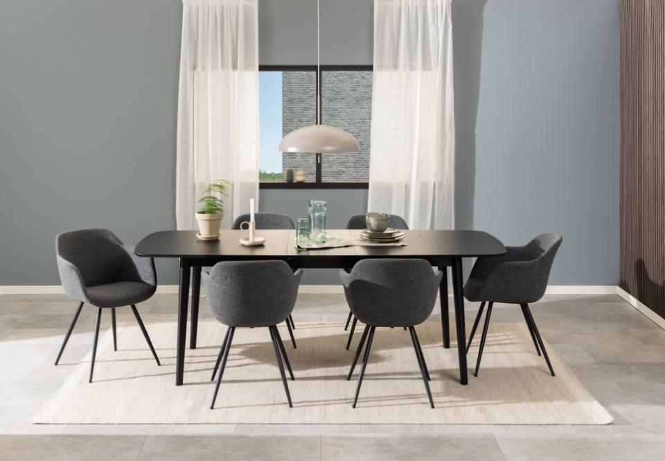 Montreux Extendable Large Rectangle Black Oak Dining Table 180/219cm Extending Top