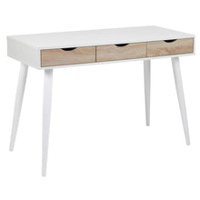 Load image into Gallery viewer, Neptun Bureau Office Desk In White With 3 Oak Drawers And Black Metal Legs 110x50cm