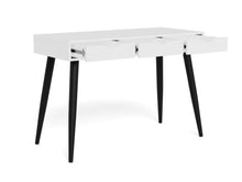 Load image into Gallery viewer, Neptun Bureau Office Desk In White With Black Metal Legs 110x50cm