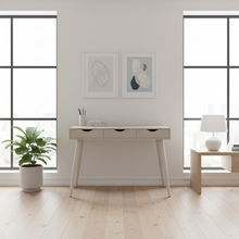 Load image into Gallery viewer, Neptun Grey Bureau Office Desk With 3 Drawers and Metal Legs 110cm