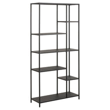 Load image into Gallery viewer, Newcastle Black Metal Bookcase Shelving Unit With 6 Shelves 80x30x165cm