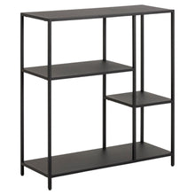 Load image into Gallery viewer, Newcastle Black Metal Bookcase Shelving Unit With 3 Shelves 80x30x86cm