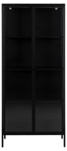 Load image into Gallery viewer, Newcastle Black Display Cabinet 2 Glass Doors 4 Metal Shelves 180x40x80cm
